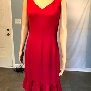 Vintage 1965 Red Wiggle-Ruffle Dress Medium